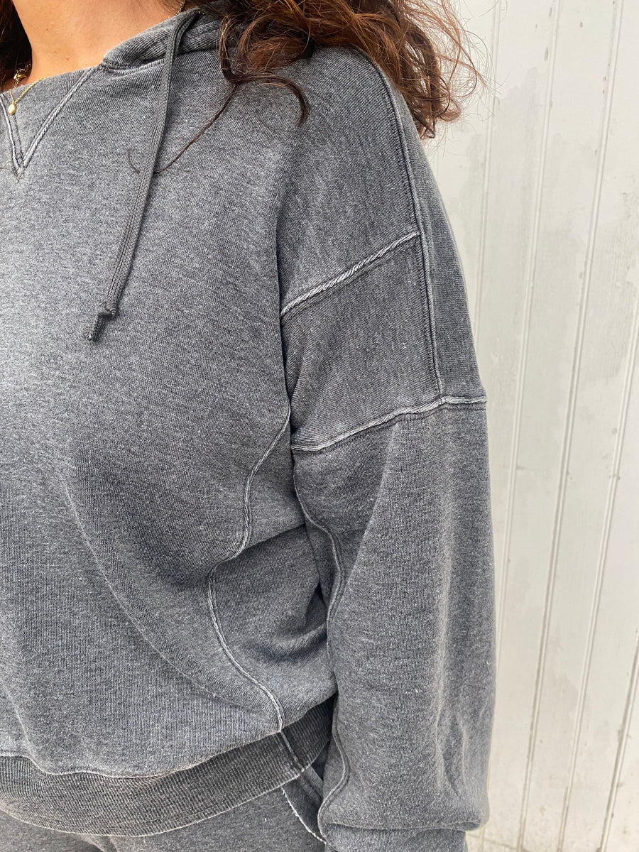 Charcoal Cashmere Fleece Hoodie Piccolo Boutique LLC