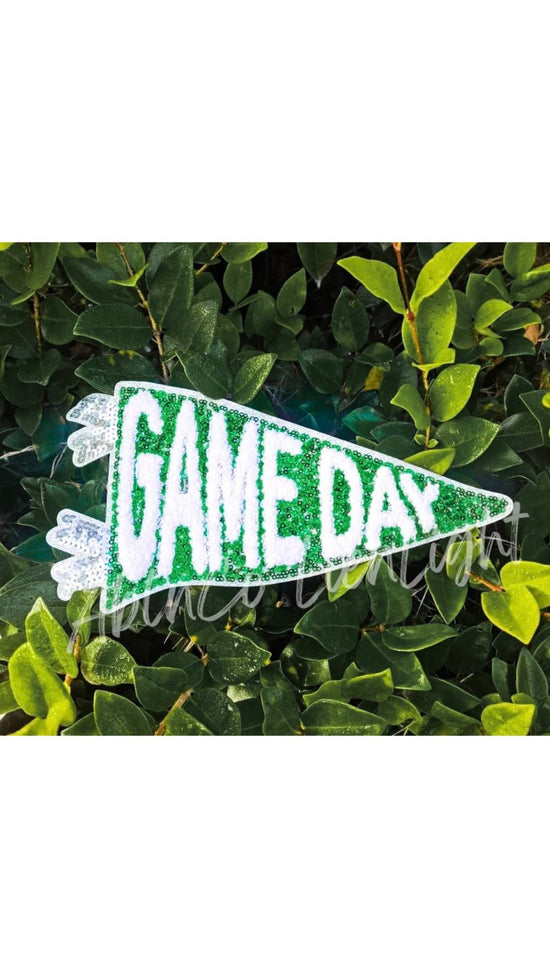 Big Sequin Green Game Day Flag Patch Apparel Chenille Patch