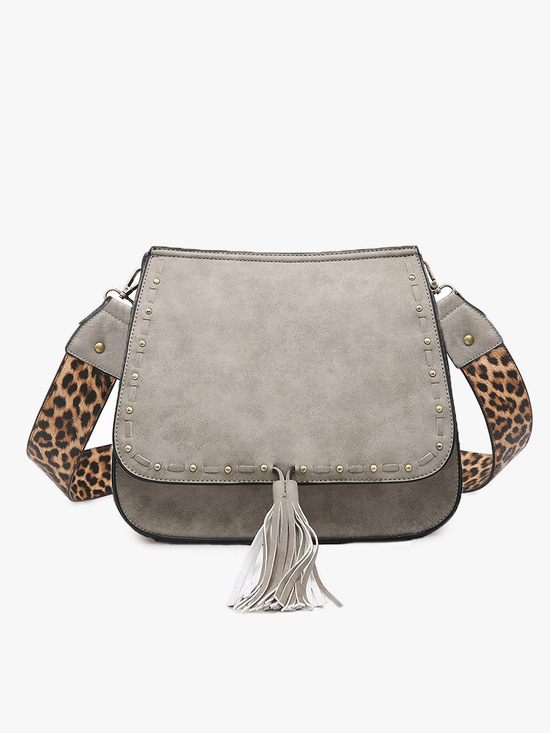 Bailey Crossbody with Print Contrast Strap Black