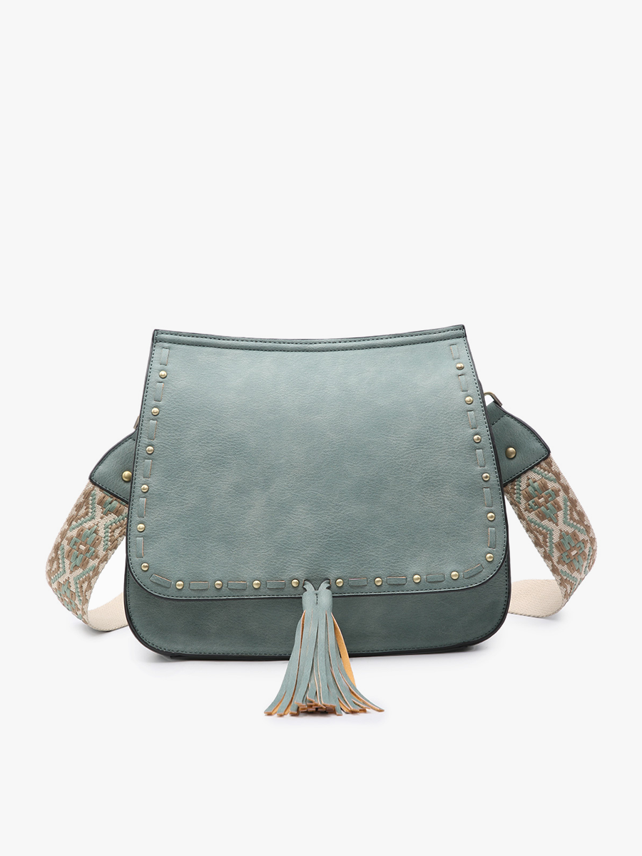 Bailey Crossbody with Print Contrast Strap Black