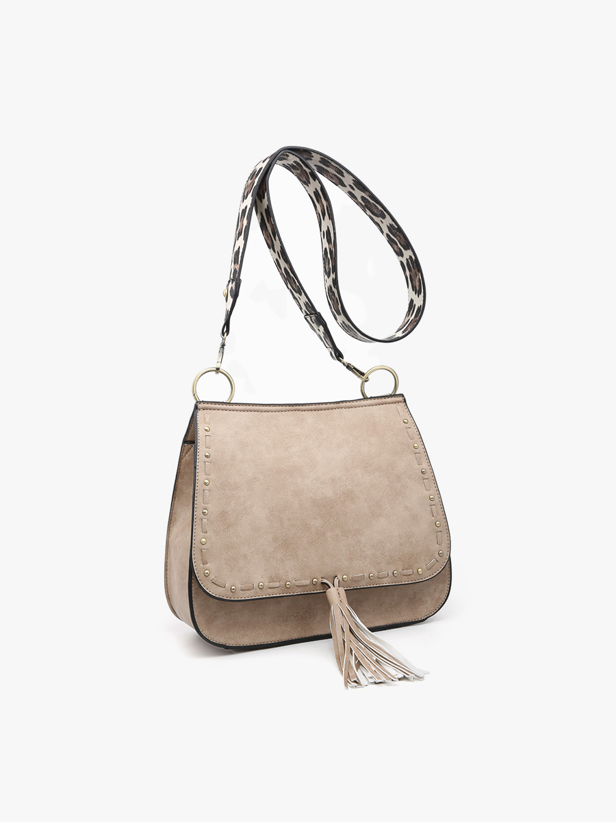 Bailey Crossbody with Print Contrast Strap Brown/Tan