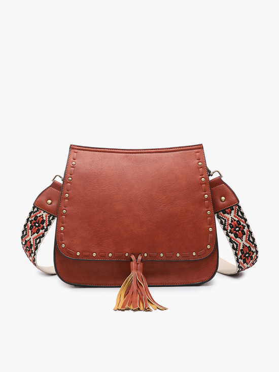 Bailey Crossbody with Print Contrast Strap Rust