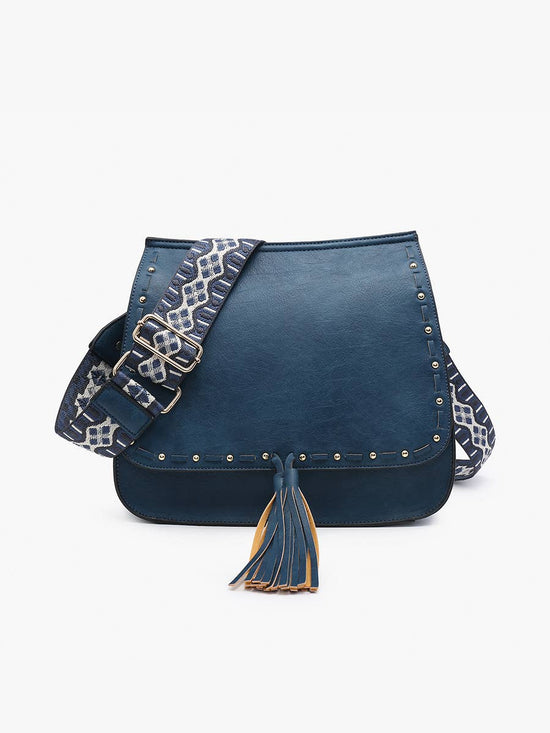 Bailey Crossbody with Print Contrast Strap Black