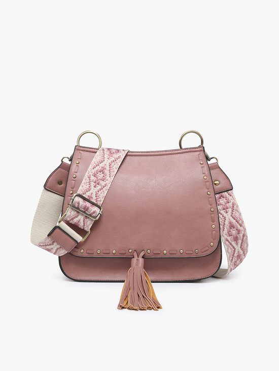 Bailey Crossbody with Print Contrast Strap Darkk Mauve