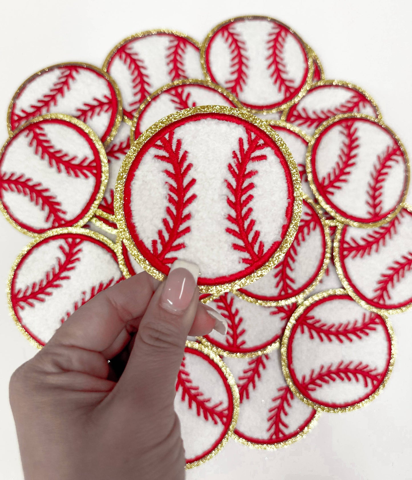 Trucker hat patches 3” baseball chenille glitter patch