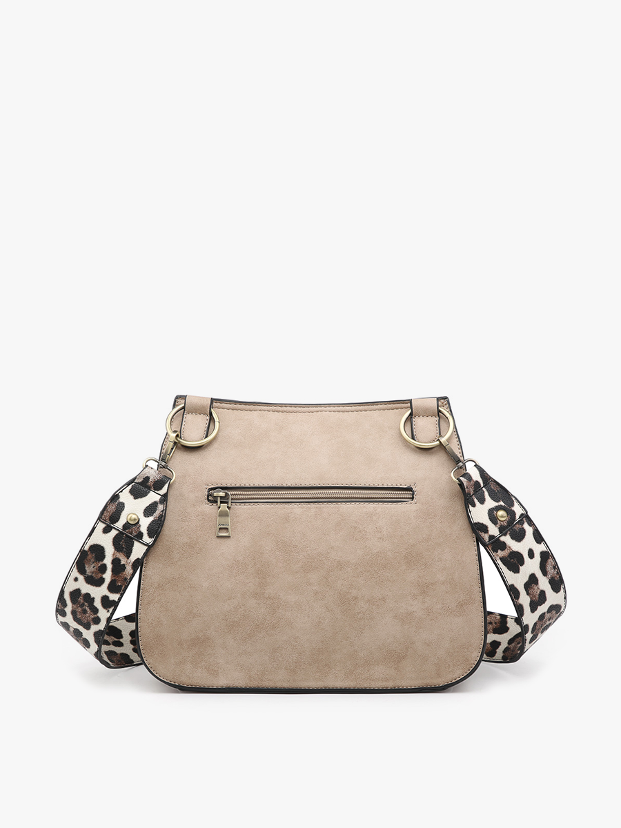 Bailey Crossbody with Print Contrast Strap Darkk Mauve