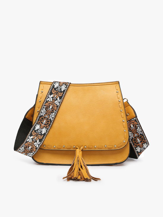 Bailey Crossbody with Print Contrast Strap Black