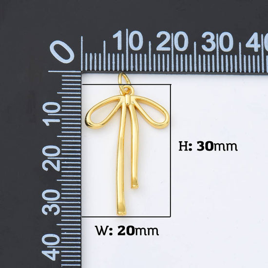 Gold Filled Ribbon Bow Minimalist Charm Pendant, CP1952