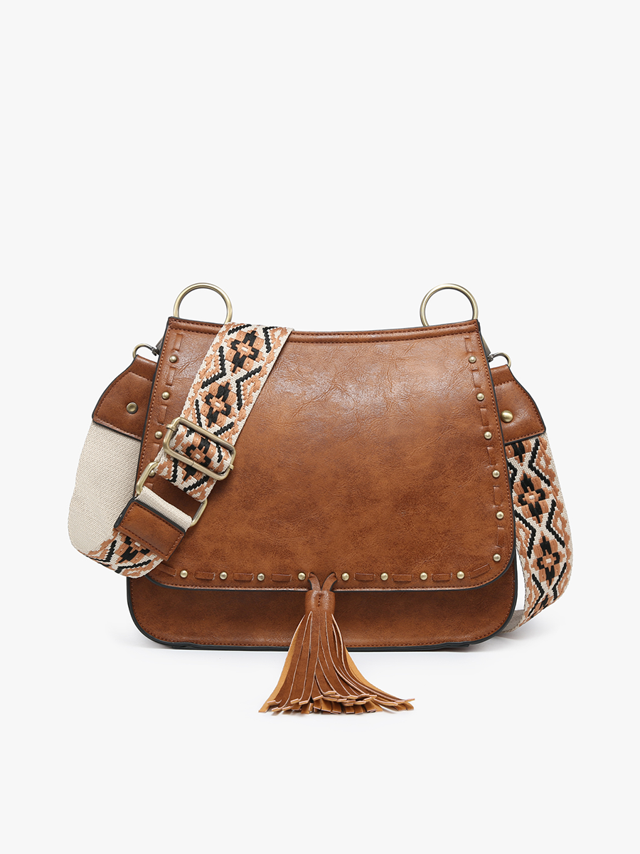 Bailey Crossbody with Print Contrast Strap Brown/Tan