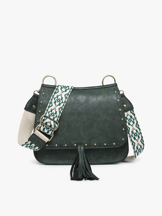 Bailey Crossbody with Print Contrast Strap Black