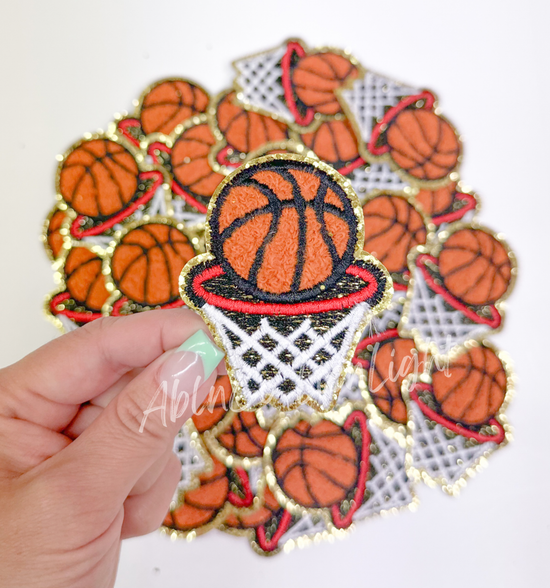 Trucker hat patches basketball hoop chenille glitter patch