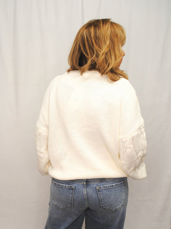 Dripping In Pearls Sweater Cream