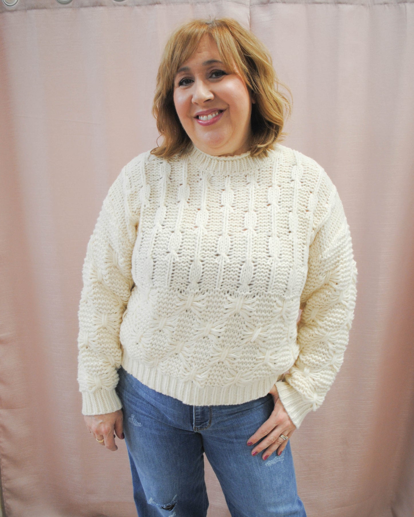 White Cocoa Cable Knit Sweater