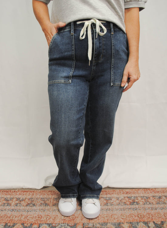 Jasmine Drawstring Wide Denim