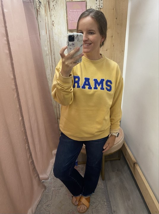 Rams Custom Soft Crewneck-Gold