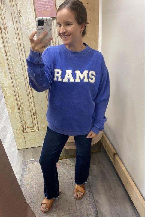 Rams Custom Soft Crewneck-Blue