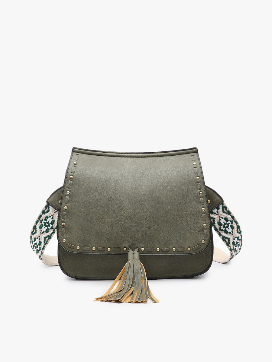 Bailey Crossbody with Print Contrast Strap Black